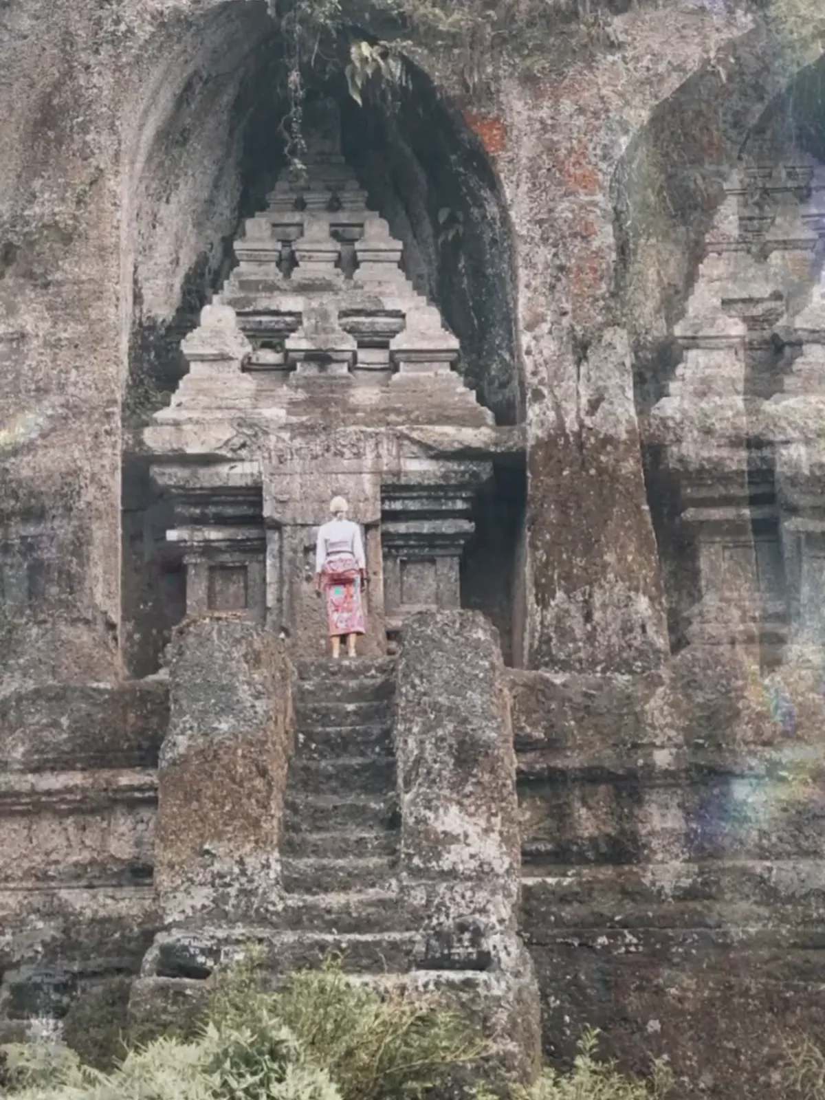 The stone staircase leading to the gate of a Balinese temple
